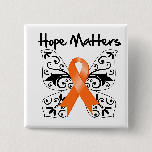 Kidney Cancer Hope Matters (Orange Ribbon) Button (Front)