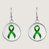 Kidney Cancer | Liver Cancer | Green Ribbon Earrings