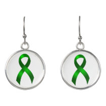 Kidney Cancer | Liver Cancer | Green Ribbon Earrings