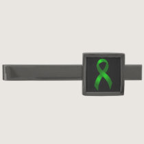 Kidney Cancer | Liver Cancer | Green Ribbon Gunmetal Finish Tie Clip