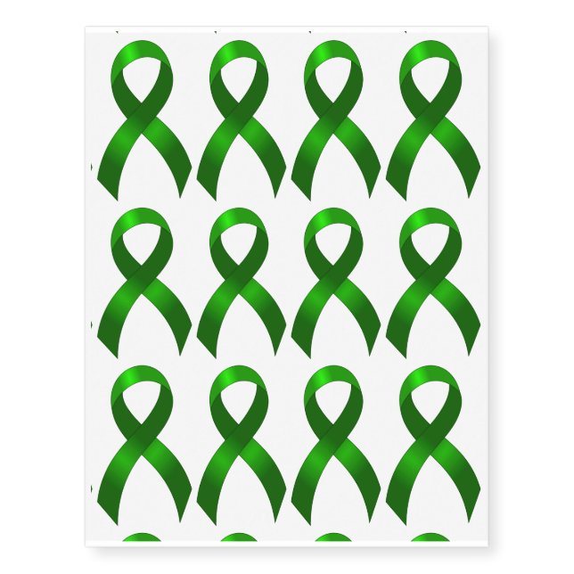 Kidney Cancer | Liver Cancer | Green Ribbon Temporary Tattoos (Front)