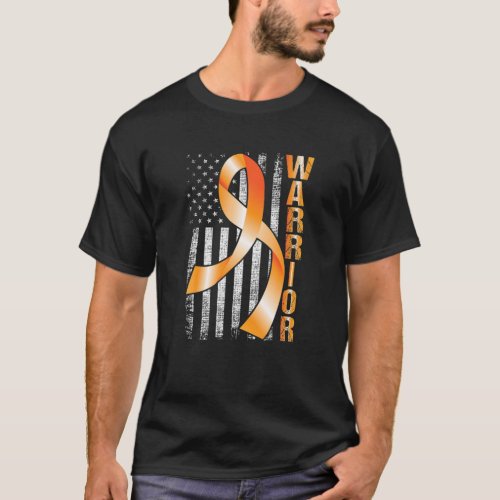 Kidney Cancer Orange Ribbon Awareness American Fla T_Shirt