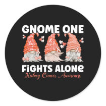 Kidney Cancer Orange Ribbon Gnome Classic Round Sticker