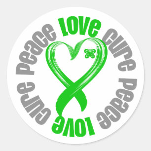 Kidney Cancer Peace Love Cure Ribbon Classic Round Sticker