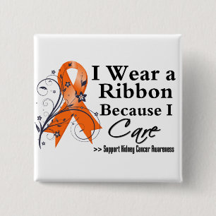 Kidney Cancer Ribbon Because I Care v2 Pinback Button