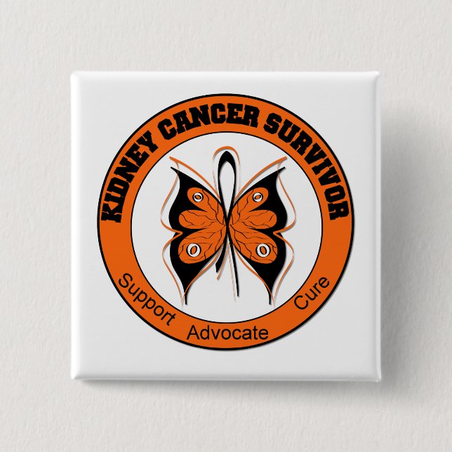 Kidney Cancer Survivor Butterfly Pinback Button (Front)