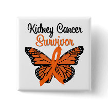 Kidney Cancer SURVIVOR Butterfly Pinback Button