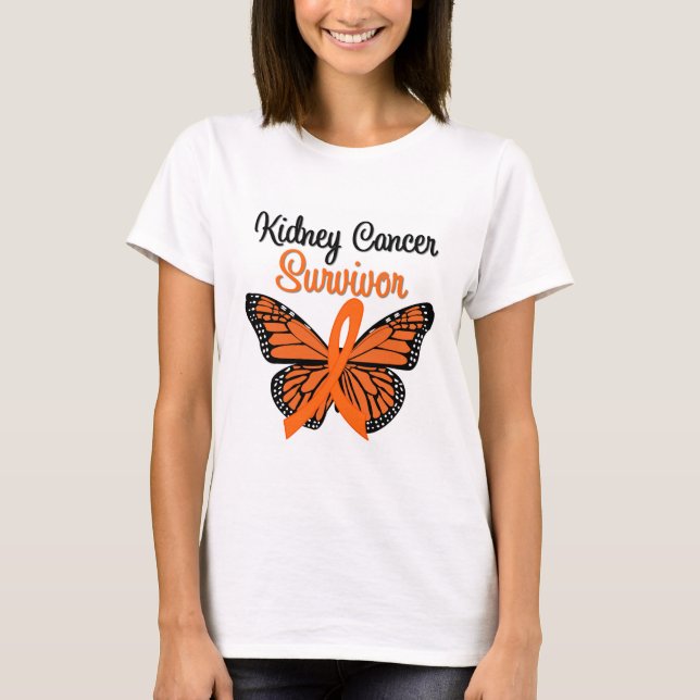 Kidney Cancer SURVIVOR Butterfly T-Shirt (Front)