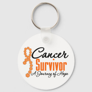 Kidney Cancer Survivor Journey Orange Ribbon Keychain