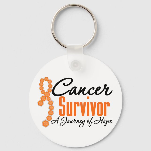 Kidney Cancer Survivor Journey Orange Ribbon Keychain (Front)