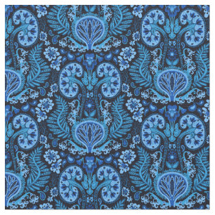 Kidney Damask in Navy Blue Fabric