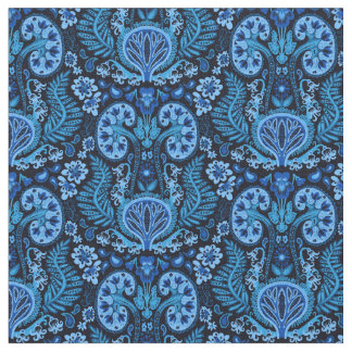 Kidney Damask in Navy Blue Fabric
