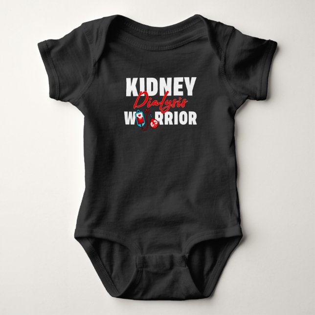Kidney Dialysis Warrior Kidney Recipient Matching Baby Bodysuit (Front)