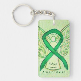 Kidney Disease Angel Awareness Ribbon Keychain