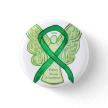 Kidney Disease Awareness Angel Ribbon Art Buttons