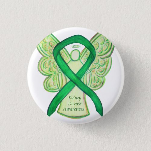 Kidney Disease Awareness Angel Ribbon Art Buttons