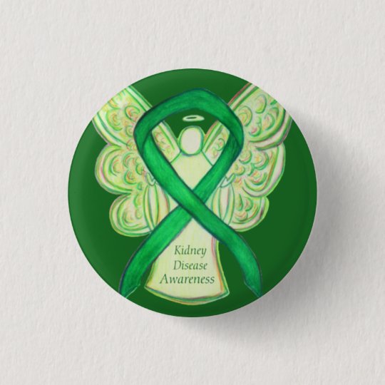 Kidney Disease Awareness Angel Ribbon Art Buttons | Zazzle.com