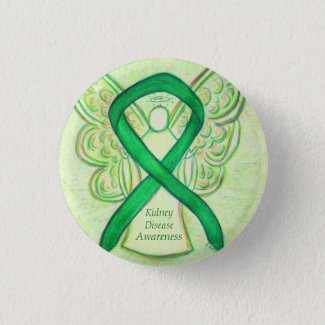 Kidney Disease Awareness Angel Ribbon Art Pin