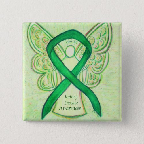 Kidney Disease Awareness Angel Ribbon Art Pin