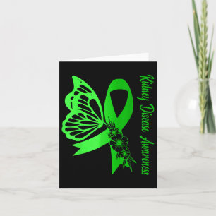 Kidney Disease Awareness Green Ribbon Butterfly Su Card