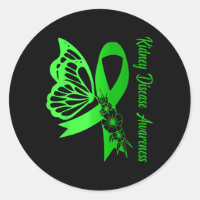 Kidney Disease Awareness Green Ribbon Butterfly Su