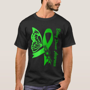 Kidney Disease Awareness Green Ribbon Butterfly Su T-Shirt