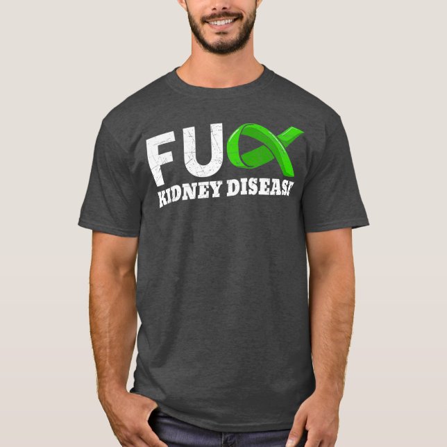 Kidney Disease Awareness Green Ribbon Organ Gift T-Shirt (Front)