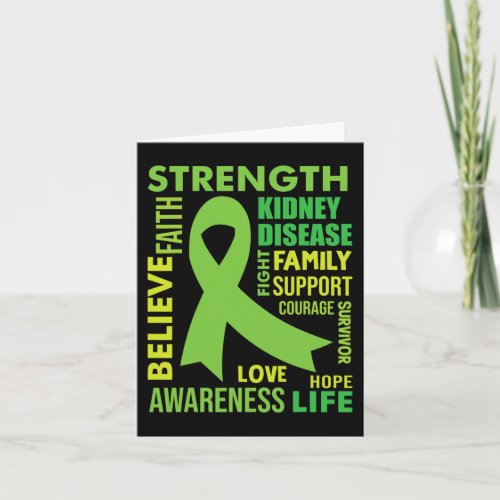 Kidney Disease Awareness Green Ribbon Strength Lov Card