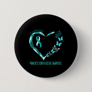 Kidney Disease Awareness I'm Survivor Heart Ribbo Button