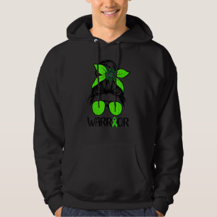 Kidney Disease Awareness Messy Bun Warrior Green M Hoodie