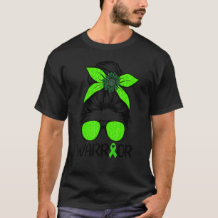Kidney Disease Awareness Messy Bun Warrior Green M T-Shirt