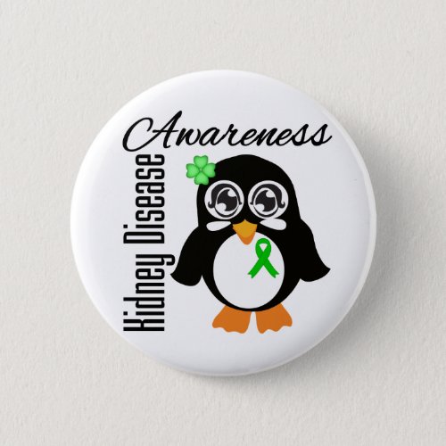 Kidney Disease Awareness Penguin Button