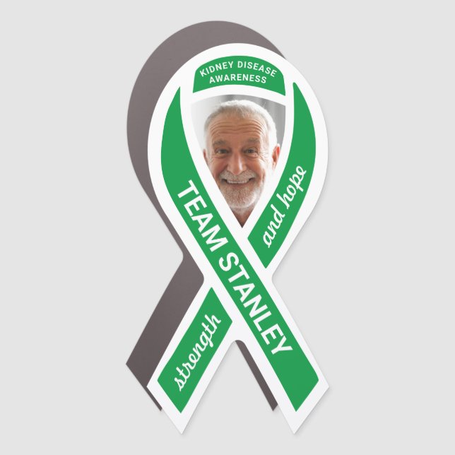 Kidney Disease Awareness Photo Green Ribbon Car Magnet (Front)