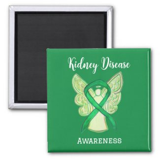 Kidney Disease Awareness Ribbon Angel Art Magnet
