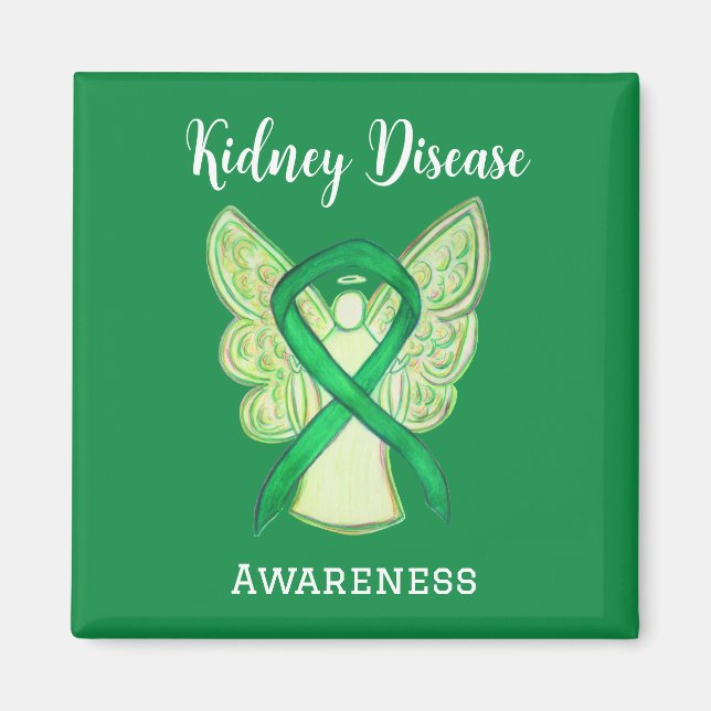 Kidney Disease Awareness Ribbon Angel Art Magnet (Front)
