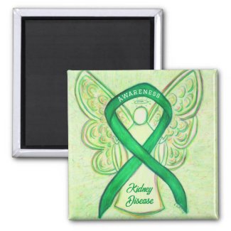Kidney Disease Awareness Ribbon Angel Art Magnets