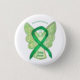 Kidney Disease Awareness Ribbon Angel Button