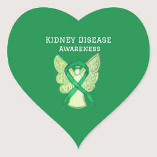 Kidney Disease Awareness Ribbon Angel Decal Heart Sticker