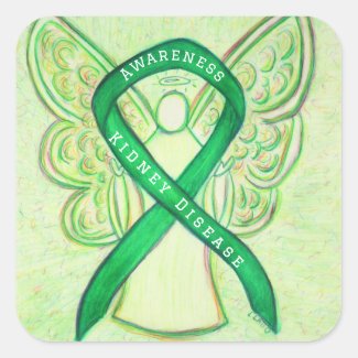 Kidney Disease Awareness Ribbon Angel Decals