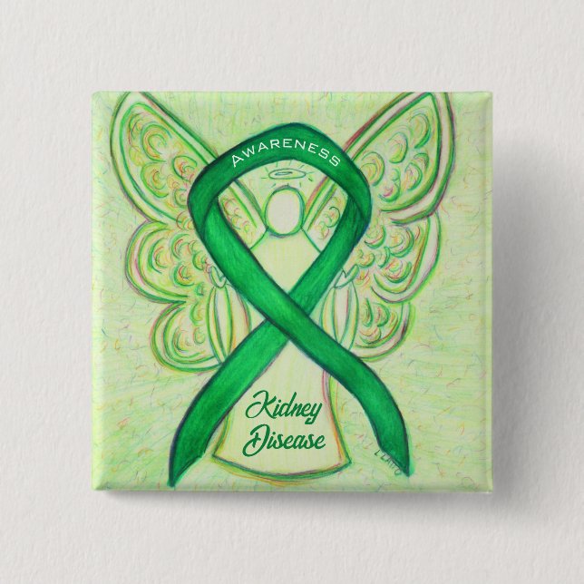 Kidney Disease Awareness Ribbon Angel Pin (Front)