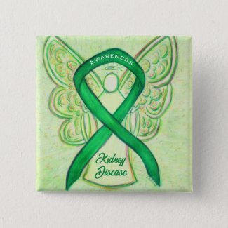 Kidney Disease Awareness Ribbon Angel Pin