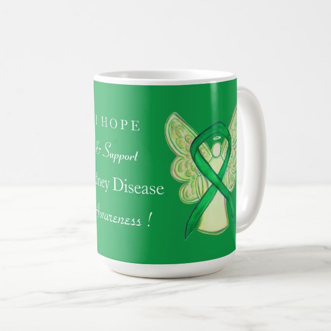 Kidney Disease Awareness Ribbon Art Coffee Mugs (Front Right)