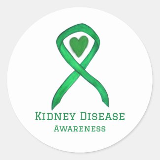 Kidney Disease Awareness Ribbon Art Sticker Decals