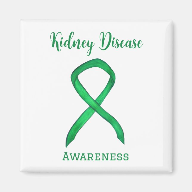 Kidney Disease Awareness Ribbon Custom Art Magnets (Front)