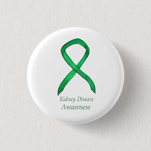 Kidney Disease Awareness Ribbon Custom Art Pin (Front)