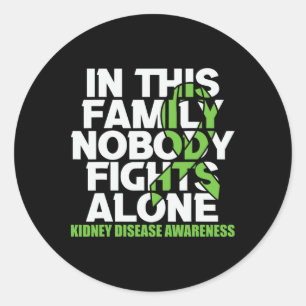 Kidney Disease Awareness Ribbon Family Nobody Figh Classic Round Sticker