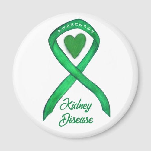 Kidney Disease Awareness Ribbon Heart Art Magnet