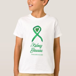 Kidney Disease Awareness Ribbon Heart Art Shirts