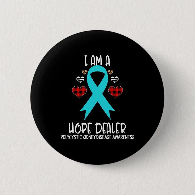 Kidney Disease Awareness Ribbon I Am A Hope Deale  Button (Front)