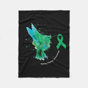 Kidney Disease Awareness Sunflower Hummingbird Gif Fleece Blanket
